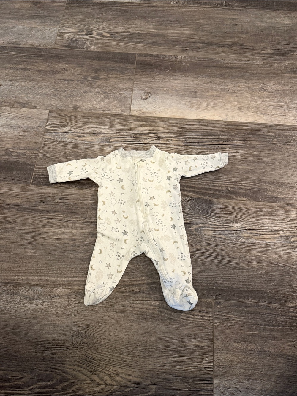 Koala Baby Cream Baby One-Piece Footed Sleeper with Star & Moon Print
